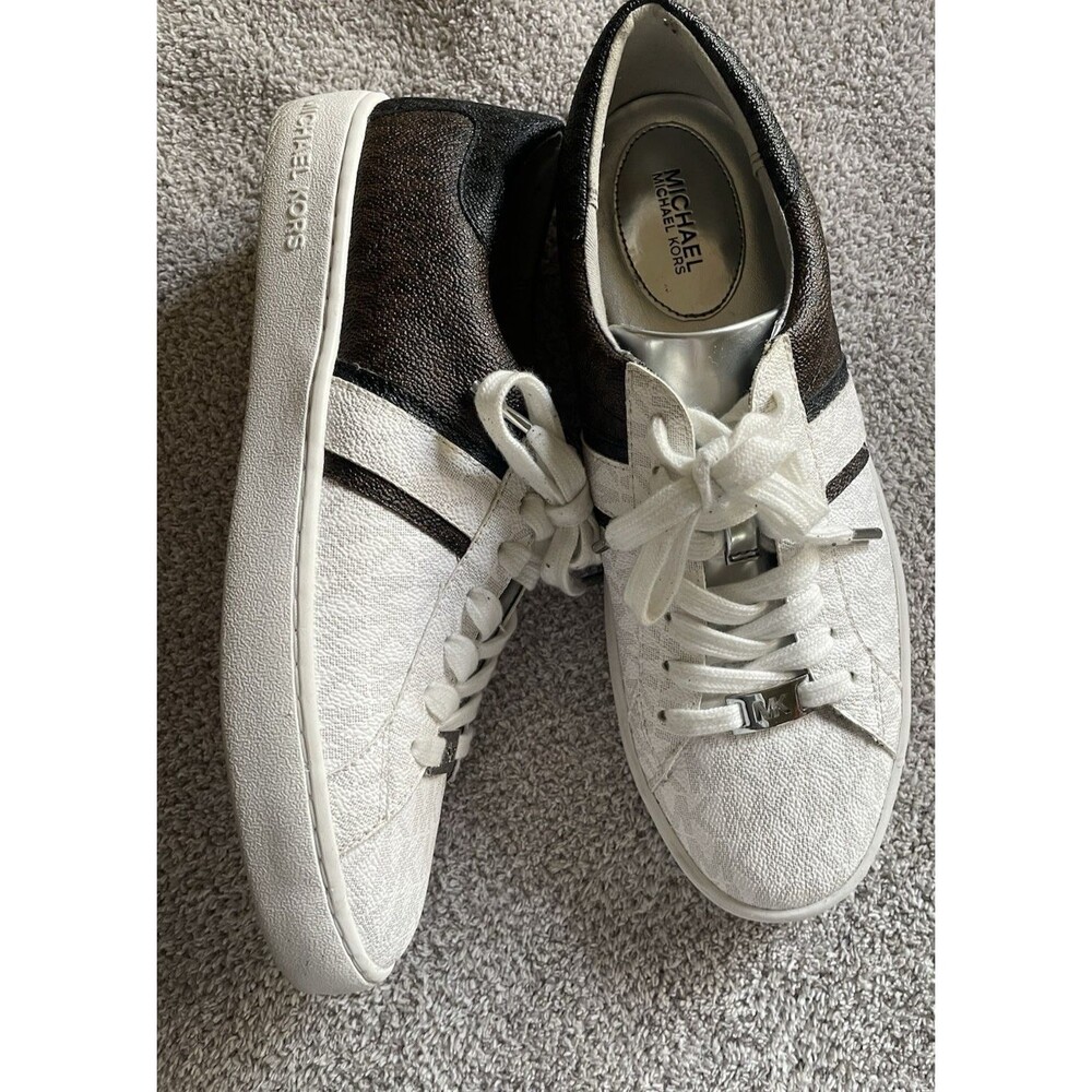 MICHAEL KORS Keaton Women's Logo Print Coated Canvas Lace Up Sneakers 8.5 - Picture 3 of 6
